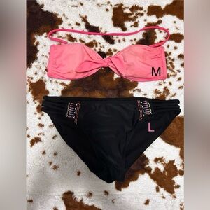 Neon Orange Black Bikini, M/L